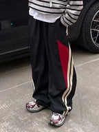 Men’s Panel Striped Loose Sweatpants Black / L Wide Leg Pants