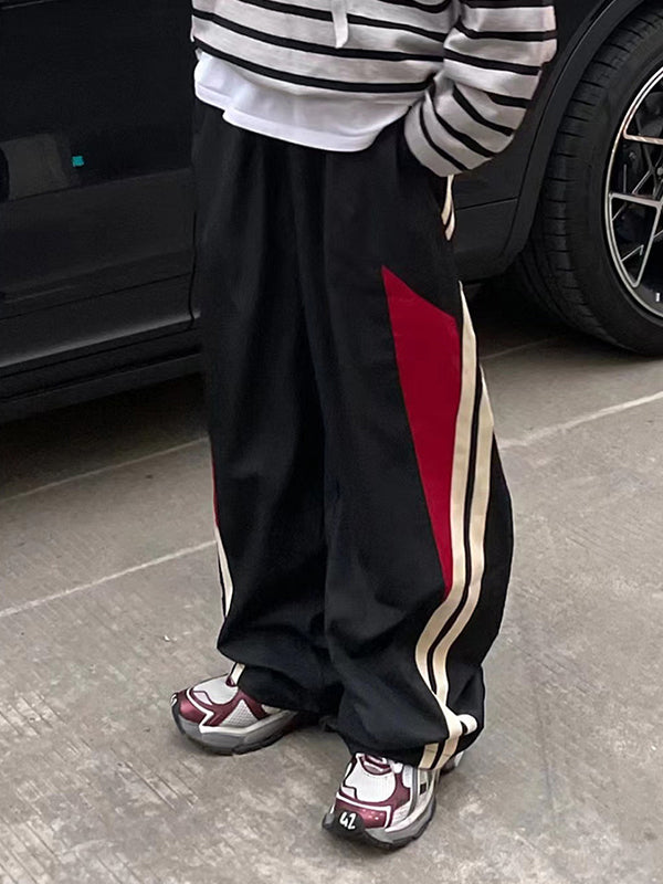 Men’s Panel Striped Loose Sweatpants Black / L Wide Leg Pants