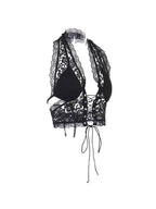 Tie Front Lace Halter Tank Top Corset Top