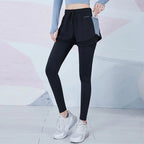 Elastic Waist Mesh 2 in 1 Gym Leggings Sweatpants blue / S