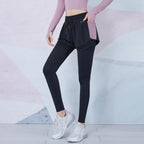 Elastic Waist Mesh 2 in 1 Gym Leggings Sweatpants purple / S