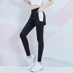 Elastic Waist Mesh 2 in 1 Gym Leggings Sweatpants white / S