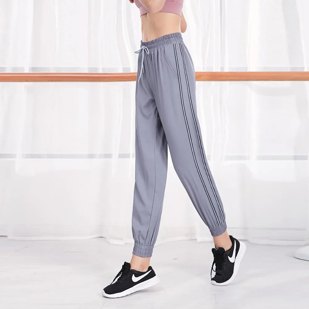 Stripe Quick Dry Reflective Outdoor Sweatpants GRAY / S