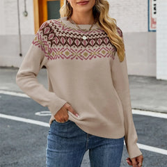 Casual Thickened Raglan Sleeve Elk Christmas Tree Sweater Khaki / S Sweaters-L