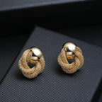 Vintage Metallic Twisted Weaving Round Circle Dangle Earrings Wedding Earring Gold