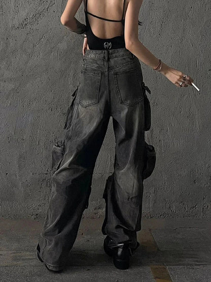 Y2K Multi-Pocket Cargo Pants for Women in High-Street Fashion