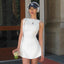 White Sexy Backless Sleeveless Bodycon 2024 Fashion Solid Basic O neck Slim Party Casual Clothing Mini Dress White / S