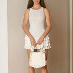 White Ruffles Summer Fashion Sleeveless Slim Tank 2024 Female O neck Casual Outfits Mini Dress