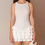 White Ruffles Summer Fashion Sleeveless Slim Tank 2024 Female O neck Casual Outfits Mini Dress White / S