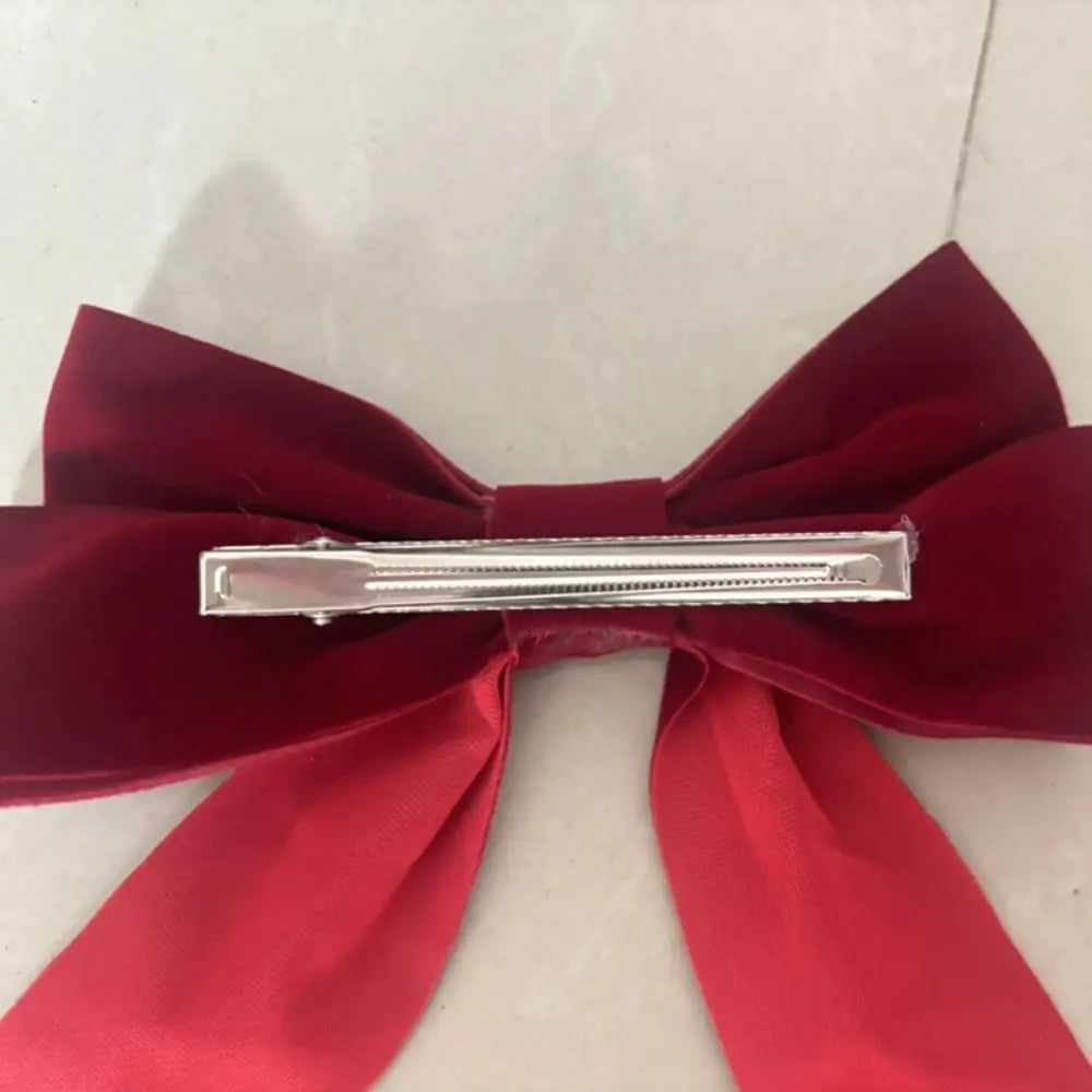 Wine Red New Large Velvet Bang Clip Headdress Christmas Hair Accessory