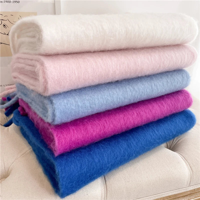Cashmere Winter Scarf For Women - Solid Thick Soft Pashmina Wrap Scarfs-L