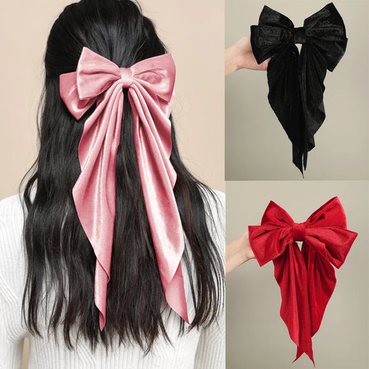 Winter Velvet Large Wedding Korean Fashion Black Red Christmas Hair Accessory