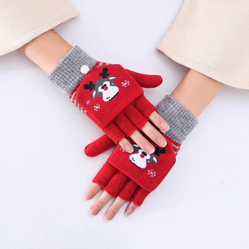 Lovely Fluffy Bear Cat Paw Claw Winter Warm Fingerless Gift Korean Style Christmas Glove