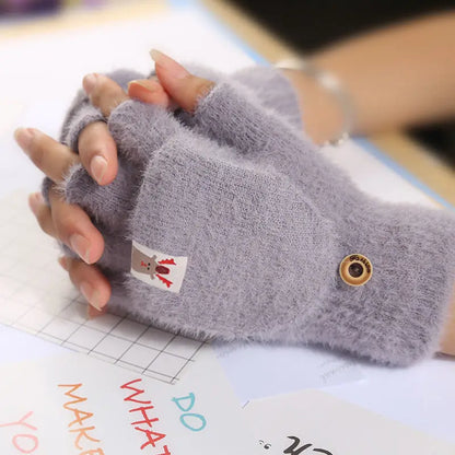 Lovely Fluffy Bear Cat Paw Claw Winter Warm Fingerless Gift Korean Style Christmas Glove