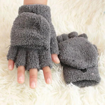 Lovely Fluffy Bear Cat Paw Claw Winter Warm Fingerless Gift Korean Style Christmas Glove