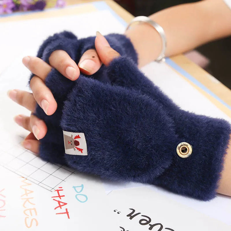 Lovely Fluffy Bear Cat Paw Claw Winter Warm Fingerless Gift Korean Style Christmas Glove