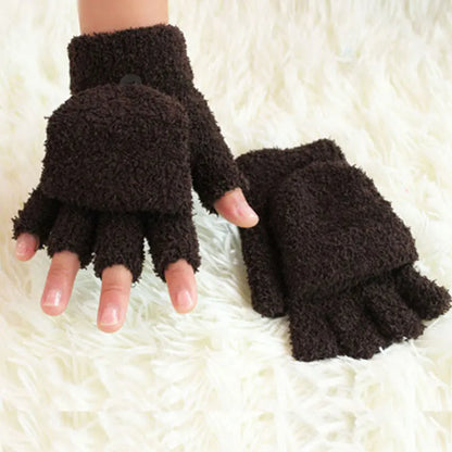 Lovely Fluffy Bear Cat Paw Claw Winter Warm Fingerless Gift Korean Style Christmas Glove