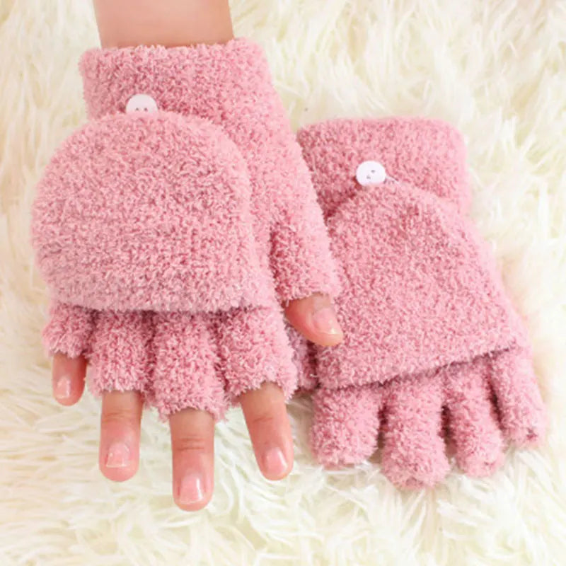 Lovely Fluffy Bear Cat Paw Claw Winter Warm Fingerless Gift Korean Style Christmas Glove