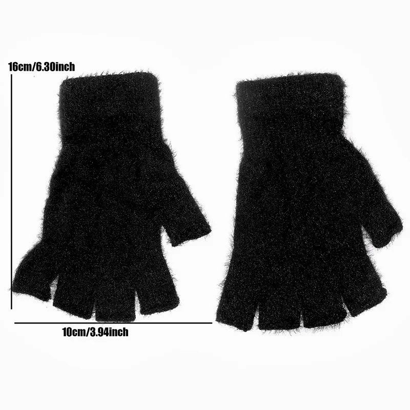 Warm Half Finger Winter Imitation Mink Cashmere Woolen Driving Outdoor Christmas Glove