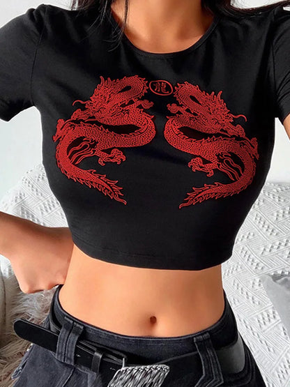 Dragon Short Sleeve Crop Top