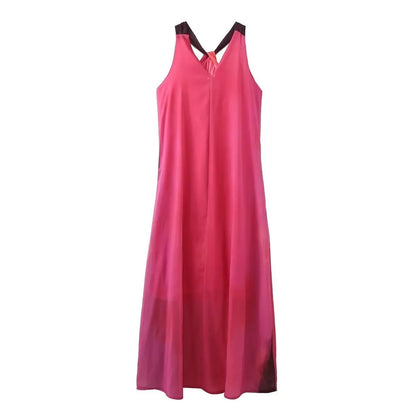 Women Splicing Halter Long Summer Fashion Beach A-line Holiday Clothing Maxi Dress