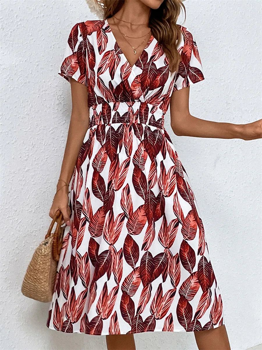 Fashionable Floral Sleeveless Chic Summer Long Women's Midi Dress