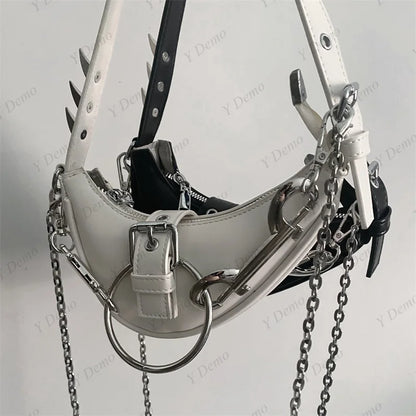 Punk Rivets Gothic Metal Buckles Sparks Crossbody Shoulder Bag