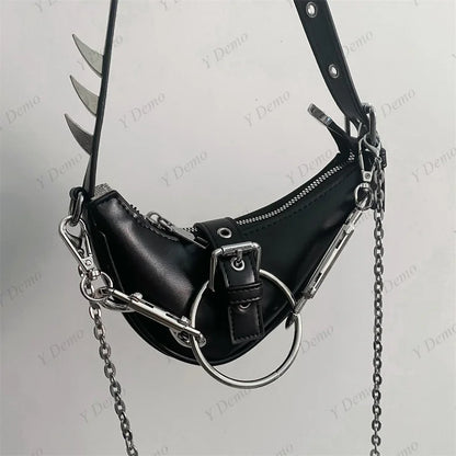 Punk Rivets Gothic Metal Buckles Sparks Crossbody Shoulder Bag