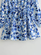 Women’s 2024 Summer New Leisure Vacation Style Waist Lace up Shirt Short Skirt Mini Dress