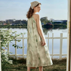 A Line Chiffon Lace Up Floral Dress