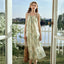 A Line Chiffon Lace Up Floral Dress Green Dresses / S