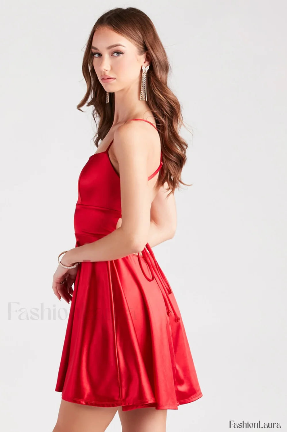 A Moment In Charming Satin Skater Dress