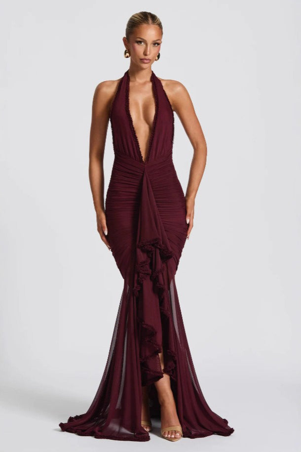 Sexy Deep V Halter Mermaid Party Dress Main image