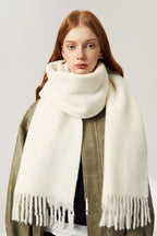 Thick Mohair Fringe Shawl Scarf