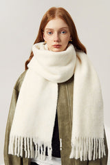 Thick Mohair Fringe Shawl Scarf