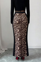 Leopard Printed High Waisted Bodycon Split Skirt