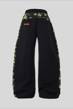 Camo Panel Wide Leg Sweatpants