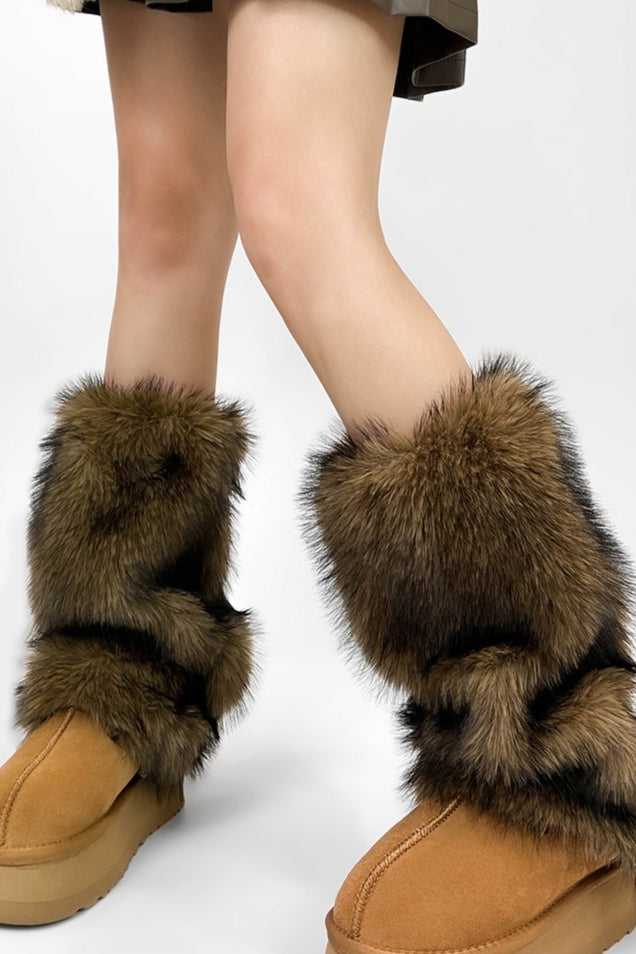Raccoon Faux Fur Mid Calf Boot Cuffs Secondary image