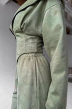 Cropped Zip Hoodie Wide Leg Pants Set