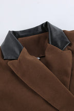 Brown Tweed Two Piece Blazer Skirt Set