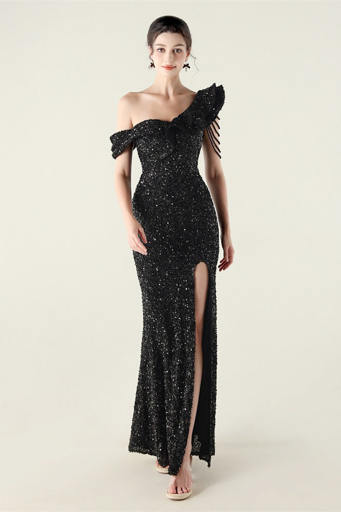 Draped One Shoulder Ruffle Formal Dress Secondary image