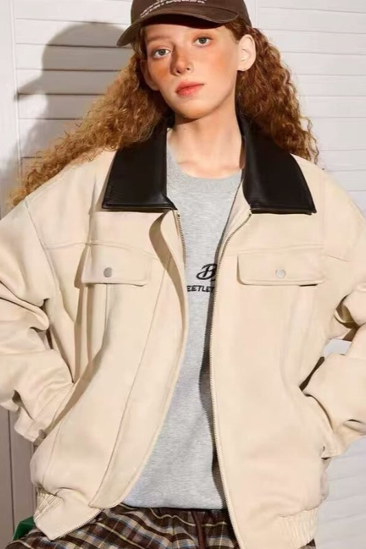 Patchwork Suede Casual Jacket Secondary image