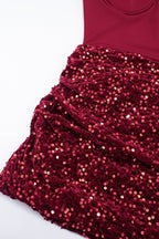 Sequin Draped Scarf Strapless Cocktail Dress