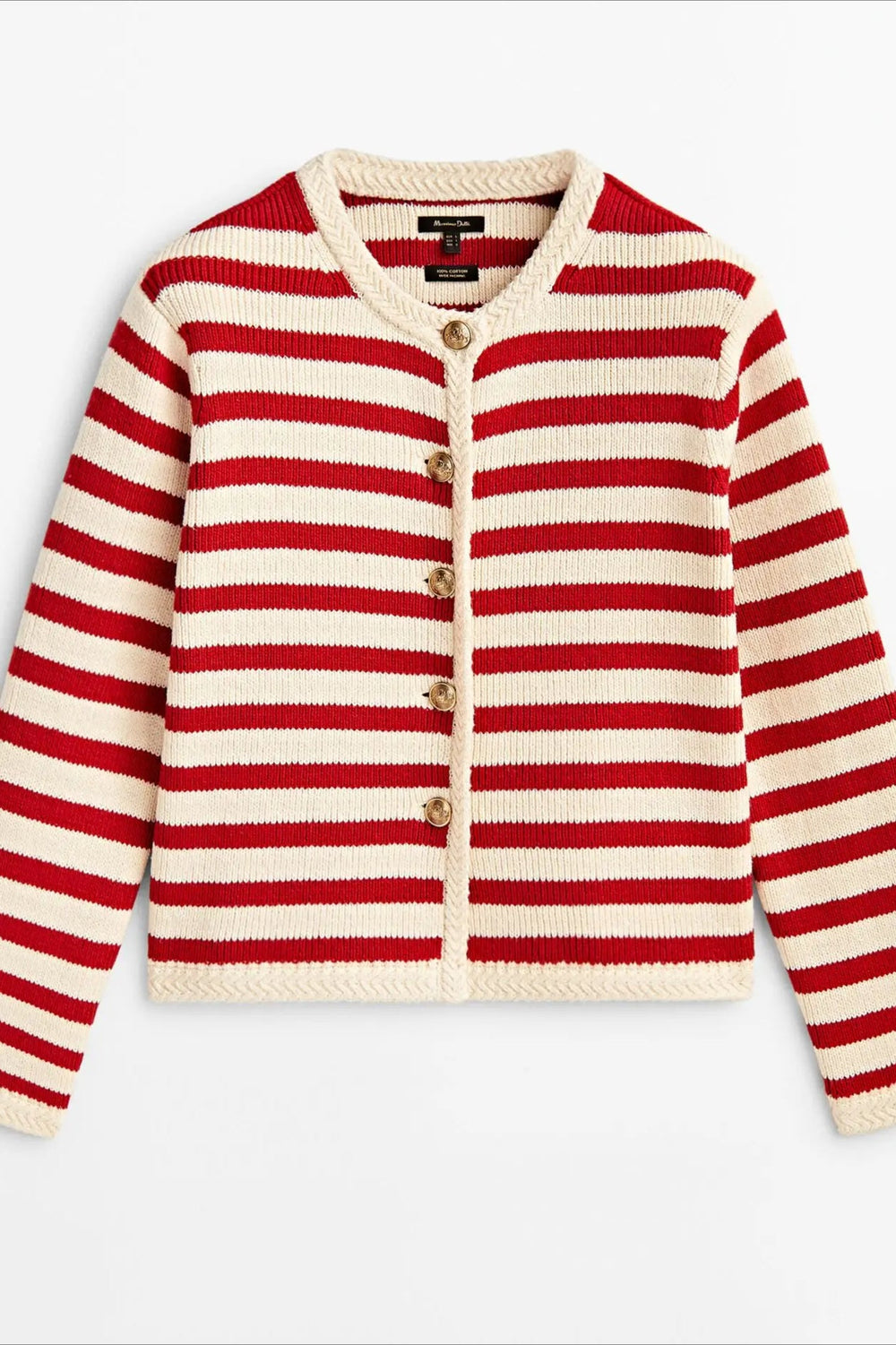 Striped Slim Fit Knit Cardigan Red / XS