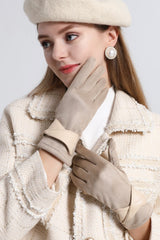 Fleece Lined Suede Winter Touchscreen Gloves