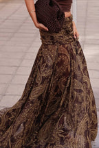 Vintage Paisley Print Slim Fit Maxi Skirt