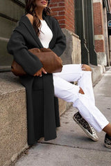 Solid Color Long Sleeve Wool Overcoat