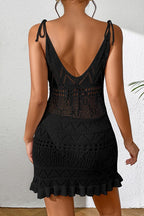 Mesh Hollow Out Sheer Beach Slip Dress Cover Up