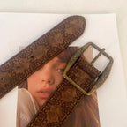 Vintage Embossed Leather Waist Belt