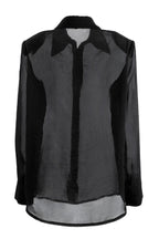 Sheer Mesh Long Sleeve Shoulder Pad Blouse